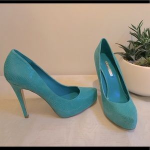 BCBGeneration Faux Snake Skin Suede Heels